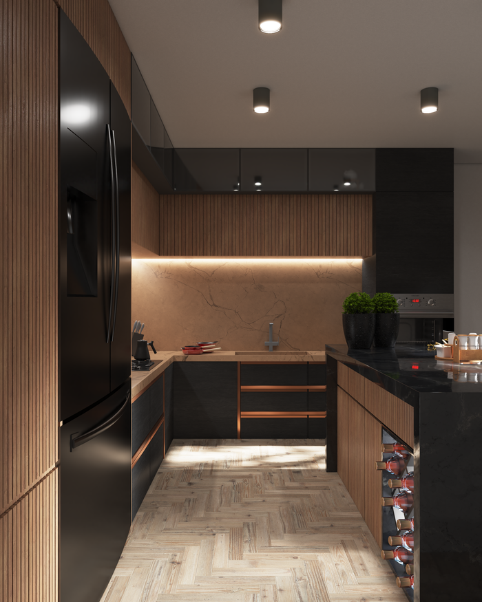 Mastering the First Impression: Your intriguing post title goes here A stylish modern kitchen with sleek cabinets, LED lighting, and luxurious finishes.