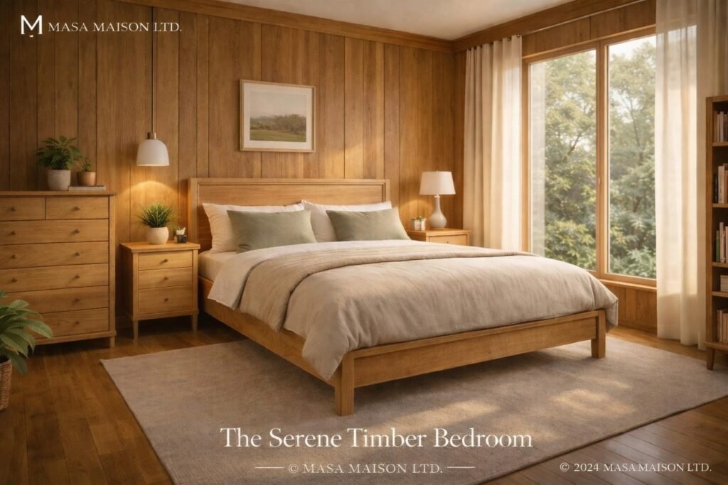 the serene timber bedroom