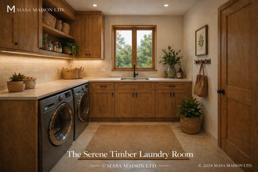 the serene timber laundry room